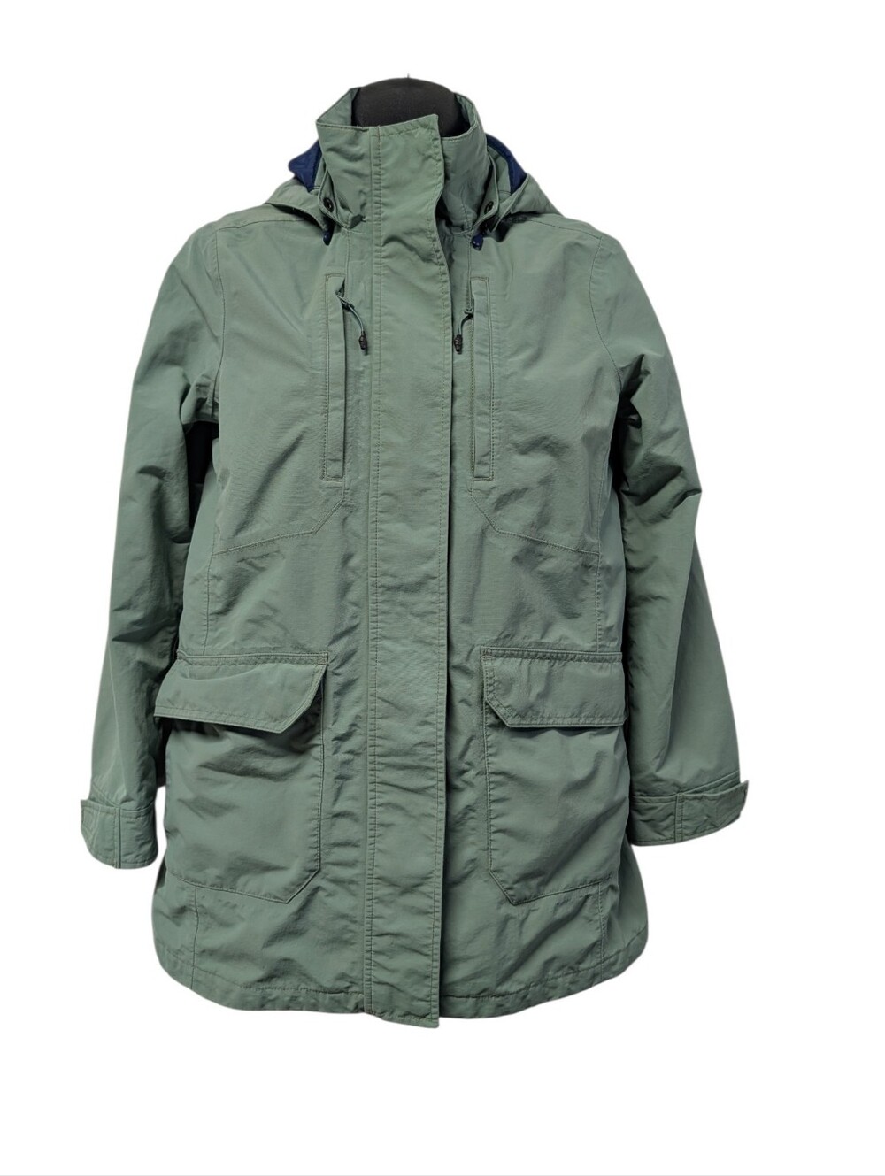 Lands' End Women's Squall Jacket XS Petite Sage Green Waterproof Hooded Parka